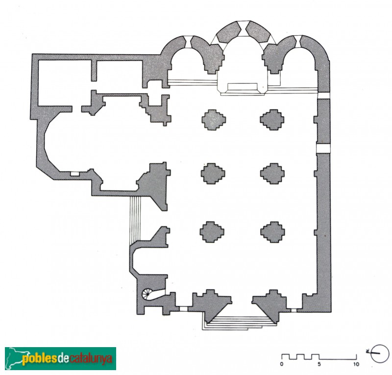 Agramunt - Església de Santa Maria, planta (Foto: cartell in situ) Agramunt - Església de Santa Maria, planta