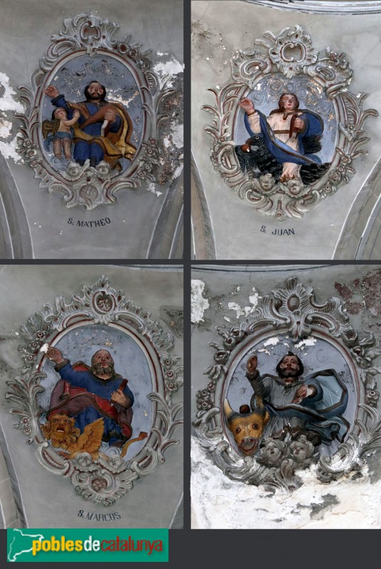Puigpelat - Església de Santa Maria, figures dels evangelistes (segle XIX)