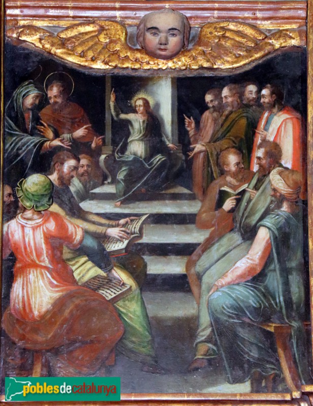 Vallmoll - Retaule renaixentista del Roser. Jesús parlant amb els doctors al temple