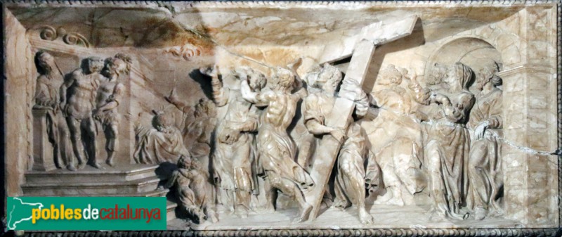 Valls - Església de Sant Joan Baptista, relleu d'alabastre del retaule original (Foto: Albert Esteves, 2019) Valls - Església de Sant Joan Baptista, relleu d'alabastre del retaule original
