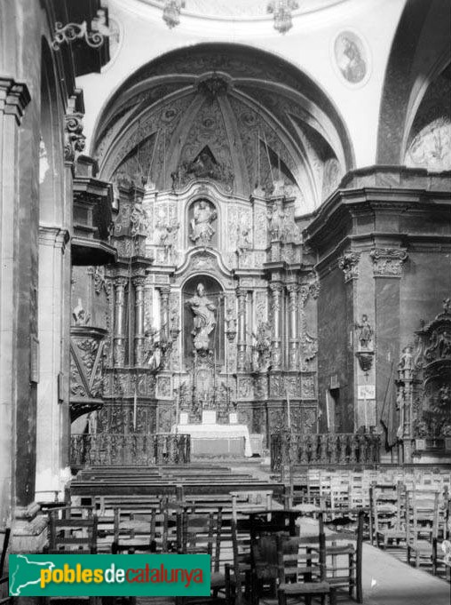 La Riba - Església de Sant Nicolau, antic retaule (Foto: Francesc Blasi -Arxiu Fotogràfic Centre Excursionista de Catalunya-, 1933) La Riba - Església de Sant Nicolau, antic retaule
