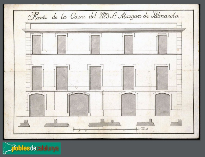 Barcelona - Casa del Comte de Fonollar o Palau Palmerola (Portaferrissa, 7) plànol 1784 Barcelona - Casa del Comte de Fonollar o Palau Palmerola (Portaferrissa, 7) plànol 1784