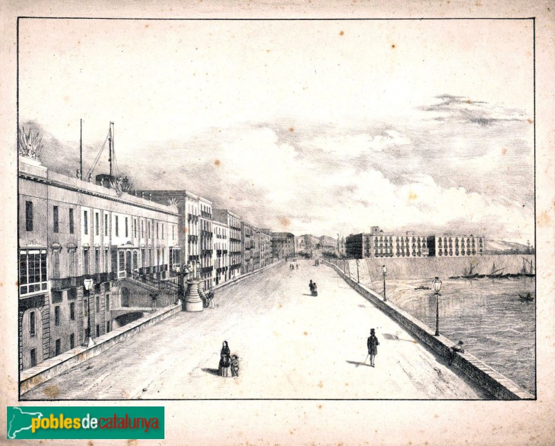 Barcelona - Passeig Colom (Foto: <i>Onofre Alsamora. Arxiu Fotogràfic de Barcelona </i>, 1850-70) Barcelona - Passeig Colom