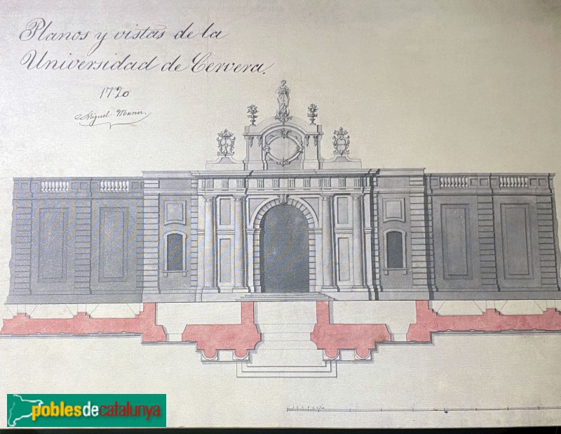 Cervera - Universitat, plànol de 1720 Cervera - Universitat, plànol de 1720
