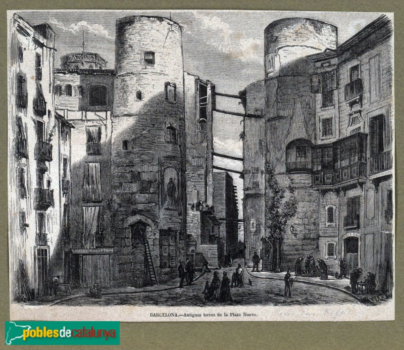 Barcelona - Portal del Bisbe (Porta Praetoria).- Col·lecció de Gravats de l'AHCB, 1872