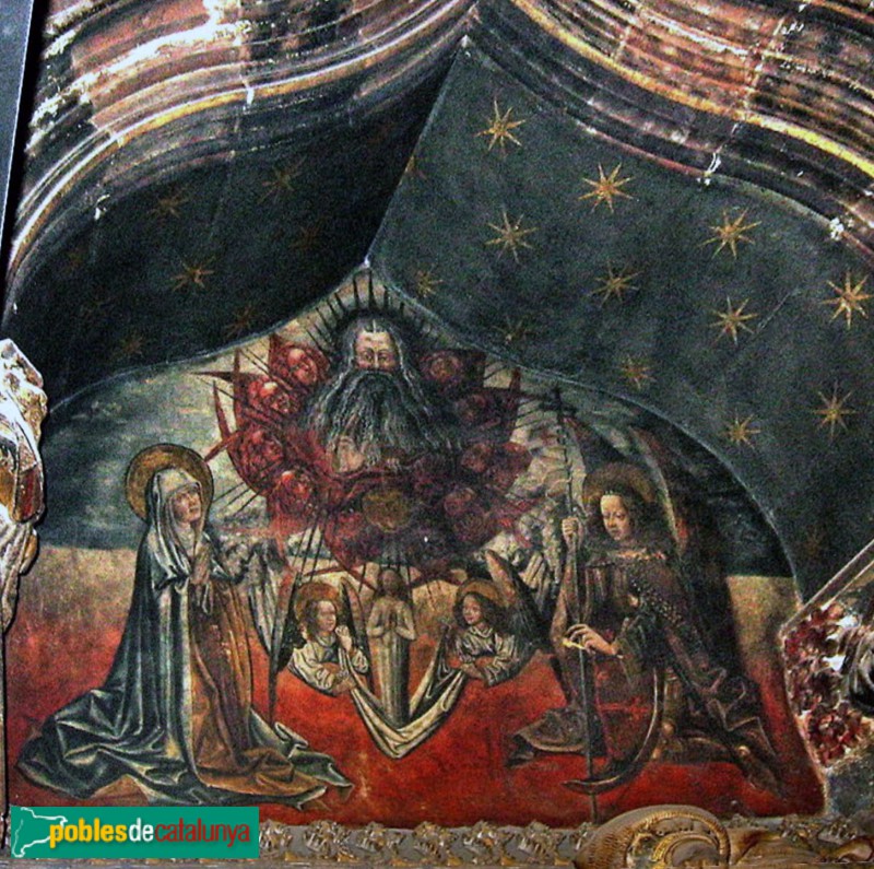 Barcelona - Catedral. Sepulcre de Sança Ximenis, pintura al mur