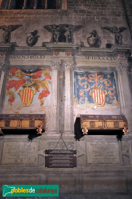 Barcelona - Catedral. Sepulcre del comte Ramon Berenguer I i Almodis de la Marca
