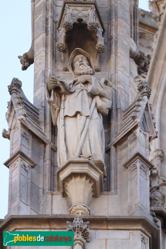 Barcelona - Catedral. Façana principal.  Sant Francesc de Paula, de Rafael Atché