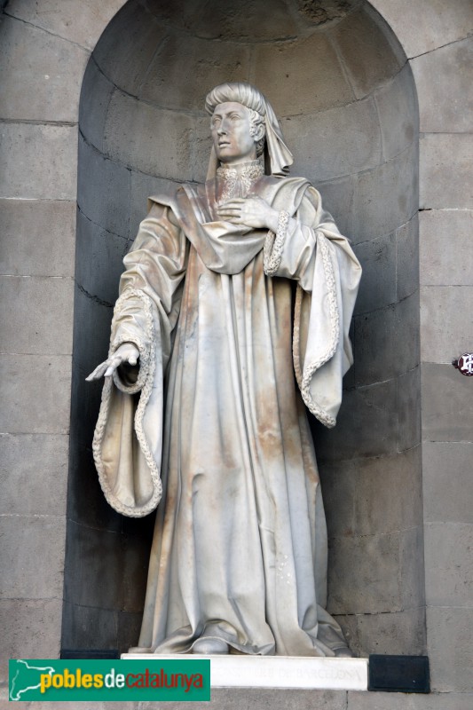 Barcelona - Estàtua de Joan Fiveller a la façana de l'Ajuntament