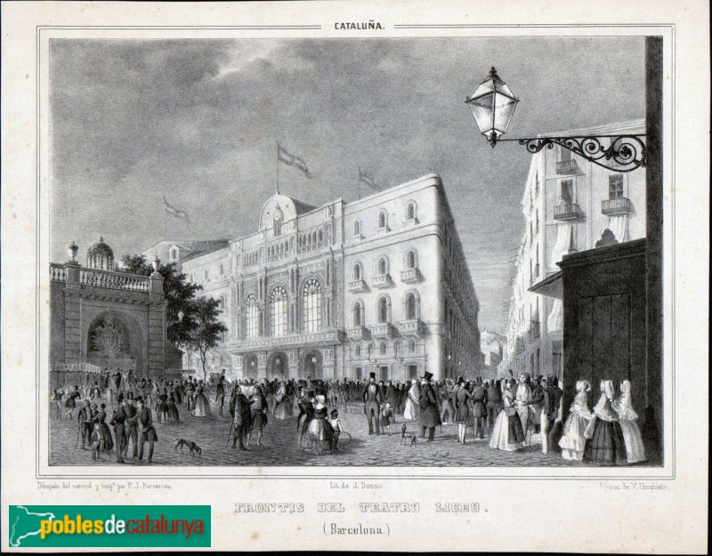 Barcelona - Font del Pla de la Boqueria. Gravat de F. X. Parcerisa Boada (AHCB). 1847