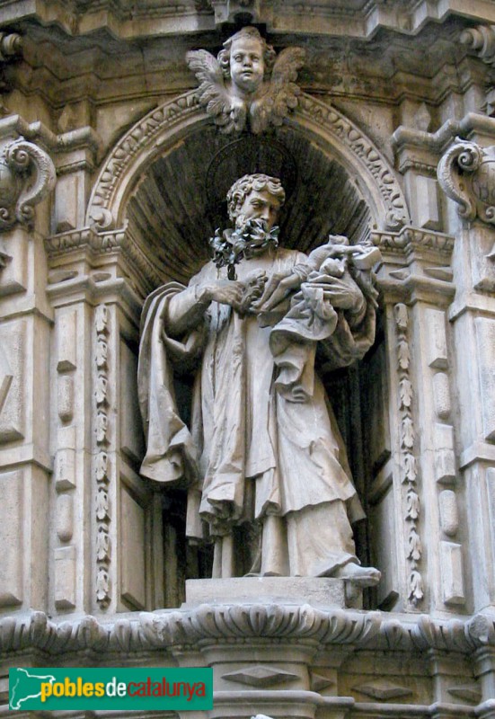 Barcelona - Església de Betlem: fornícula amb sant Francesc Xavier