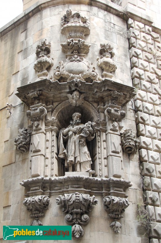 Barcelona - Església de Betlem: fornícula amb sant Francesc Xavier