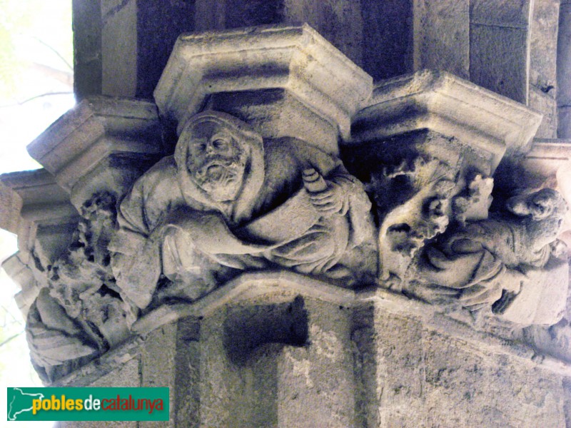 Barcelona - Hospital de la Santa Creu. Capitell del claustre. Un profeta (segle XV)