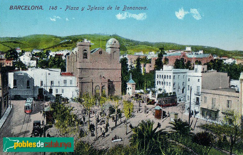 Barcelona - Església de Santa Maria de la Bonanova, postal antiga Barcelona - Església de Santa Maria de la Bonanova, postal antiga