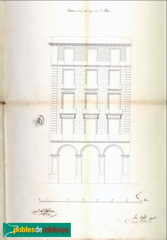Barcelona - Sant Pere Més Baix, 22-24, plànol. Arxiu Municipal Contemporani de Barcelona, 1854