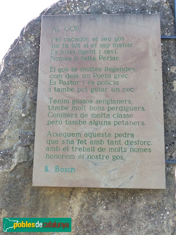 Taradell - Monument al gos caçador. Poema (Foto: Graciel·la Vidal, 2017) Taradell - Monument al gos caçador. Poema