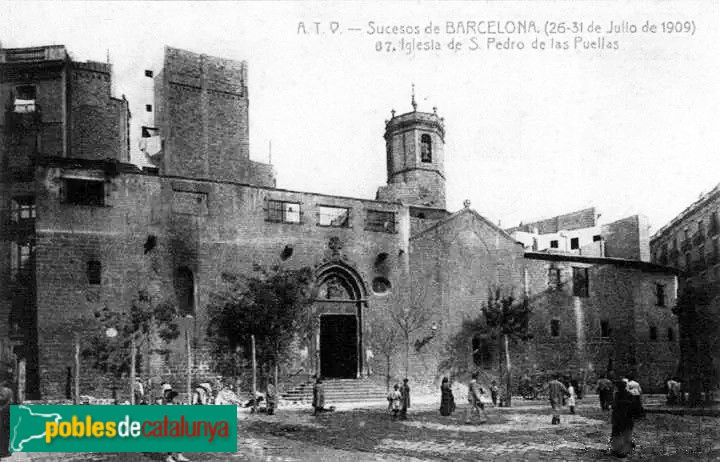 Barcelona - Sant Pere de les Puelles, postal antiga