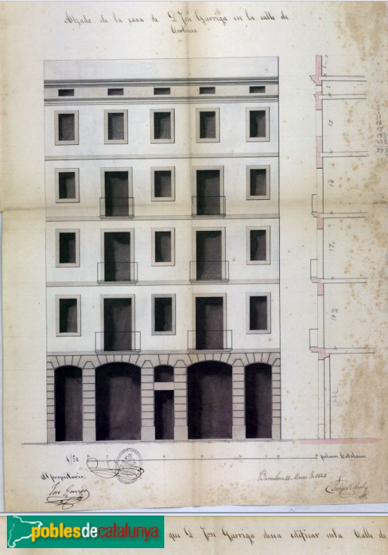 Barcelona - Carrer d'en Cortines, 15, plànol (Arxiu Municipal Contemporani de Barcelona)