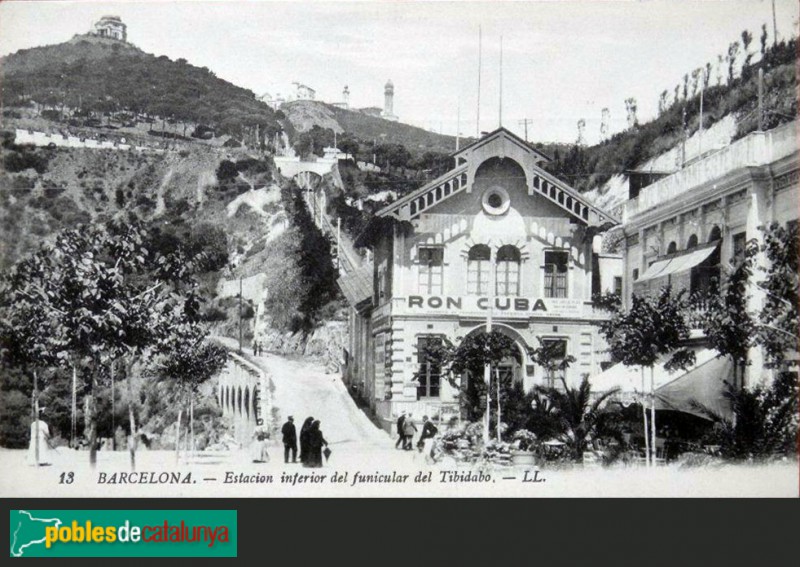 Barcelona - Estació inferior del Funicular del Tibidabo, postal antiga