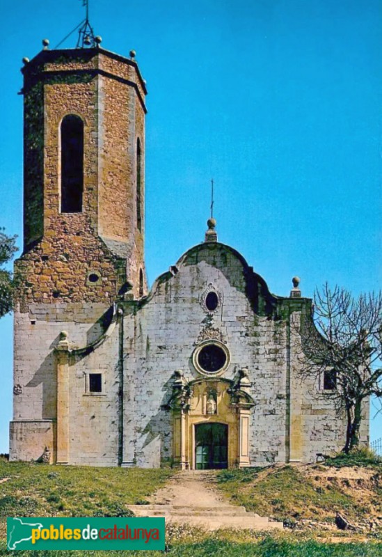 Monells - Església de Sant Genís, postal antiga