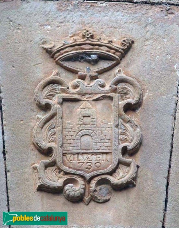 El Vilosell - Ermita de Sant Miquel de la Tosca, escut a la porta