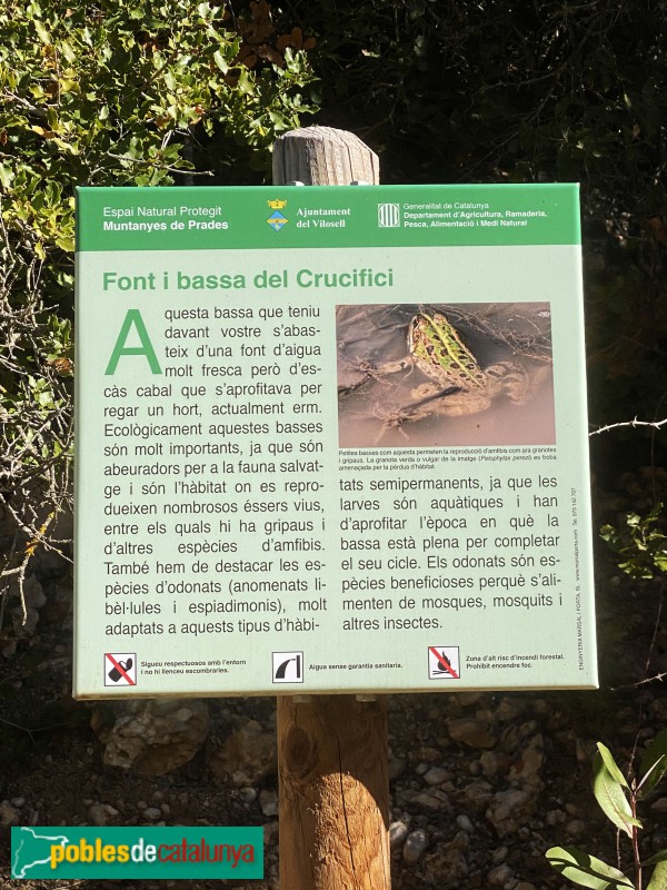 El Vilosell - Font i bassa del Crucifici. Cartell in situ