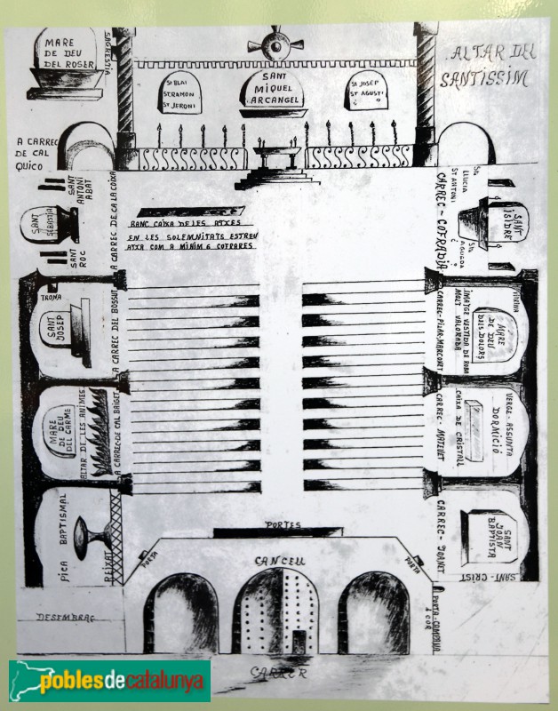 Cervià de les Garrigues - Església de Sant Miquel, cartell in situ