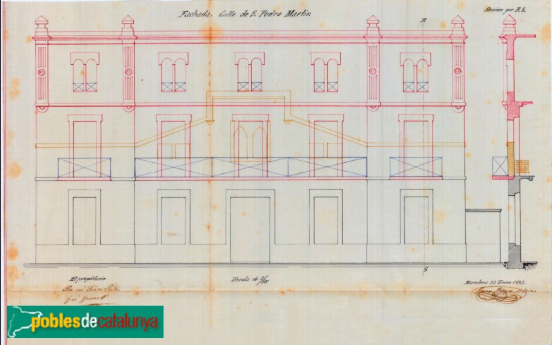 Barcelona - Antic Hotel Buenos Aires. Plànol de la primera ampliació.  Arxiu Municipal del Districte de Sarrià-Sant Gervasi