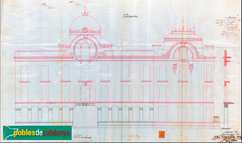 Barcelona - Antic Hotel Ideal Pavillon. Plànol Arxiu Municipal del Districte de Sarrià-Sant Gervasi, 1908