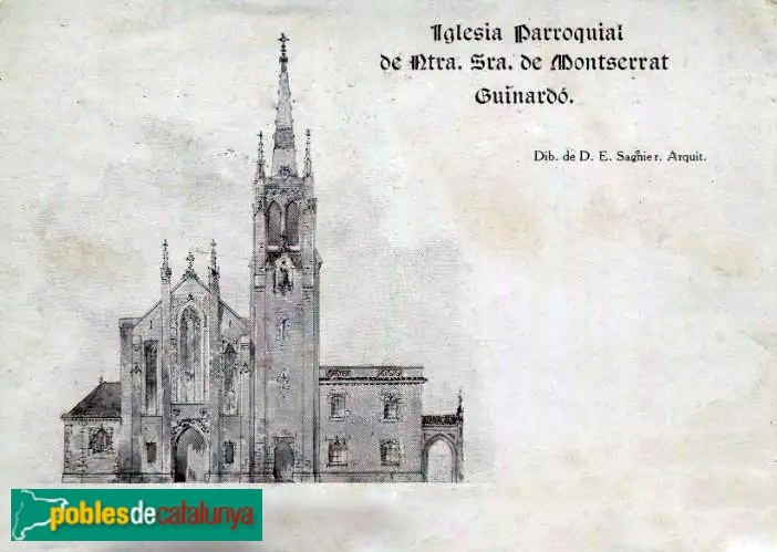 Barcelona - Església de Nostra Senyora de Montserrat. Projecte original d'Enric Sagnier. Postal antiga