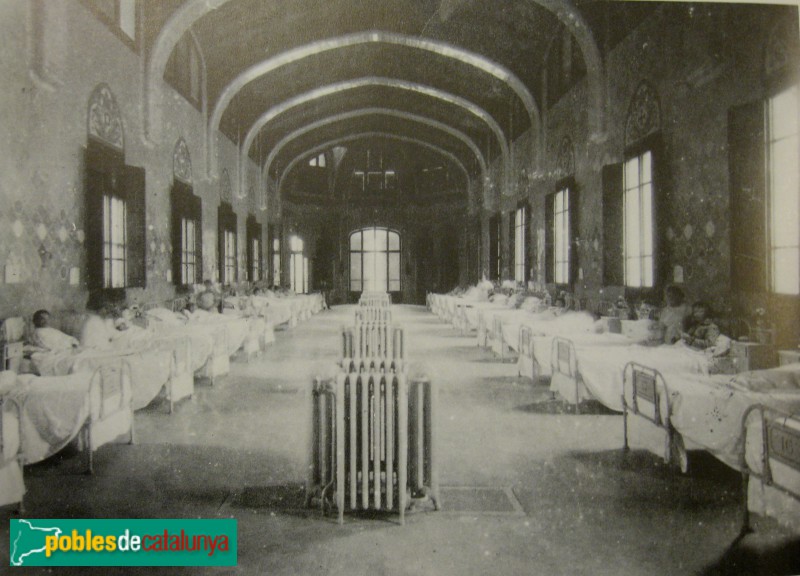 Hospital de Sant Pau - Pavelló de Sant Rafael. Fotografia antiga d'autor desconegut