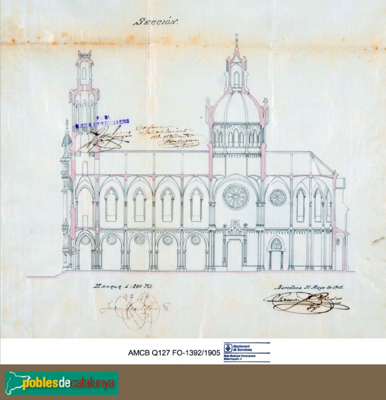 Barcelona - Església de Sant Joan d'Horta. Plànols - Arxiu Municipal Contemporani de Barcelona