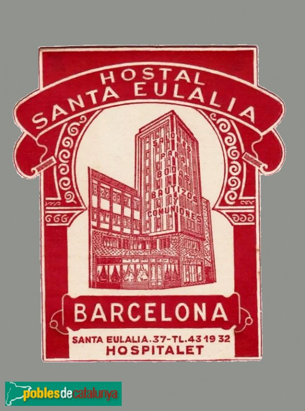 L'Hospitalet de Llobregat - Etiqueta de l'antic Hostal Santa Eulàlia