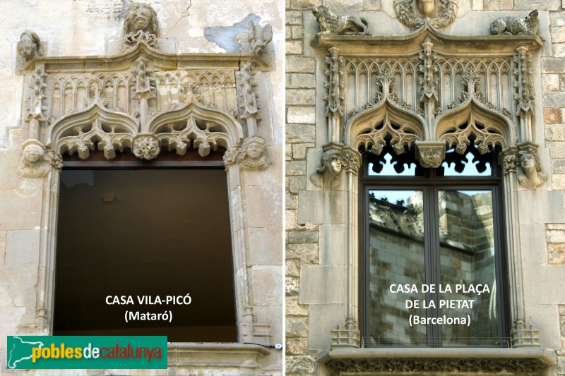 Barcelona - Casa dels Canonges de la plaça Pietat, comparativa amb Casa Vila-Picó