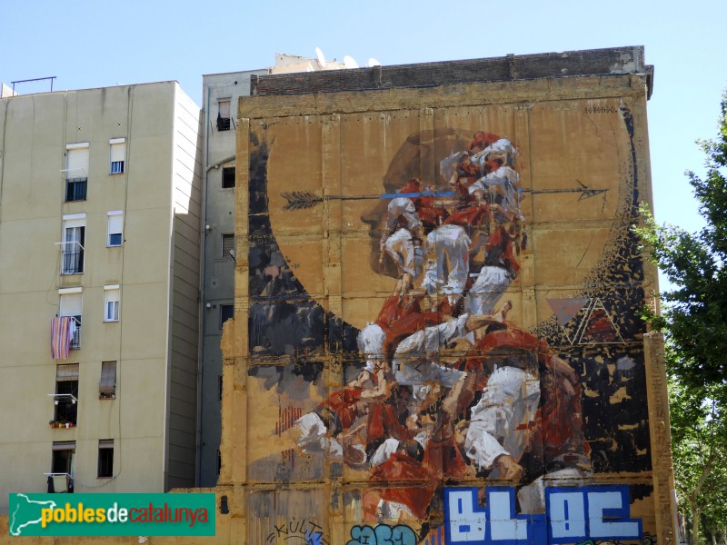 Barcelona - Mural "Fer llenya" (Pallars, 297)