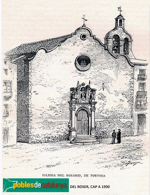 Tortosa - Dibuix de l'antiga església del Roser, cap a 1900