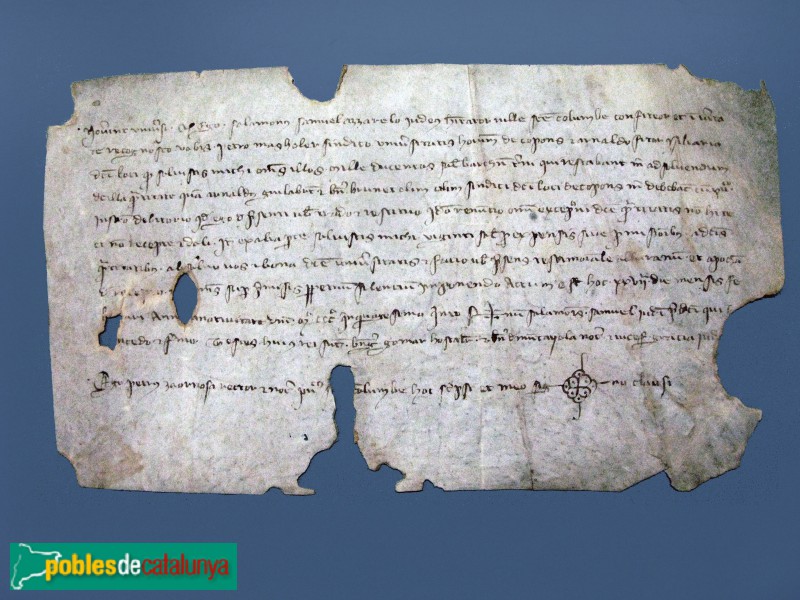 Copons - El Gelabert. Document de 1355. Fotografia aportada per Manuel Tudó Boix
