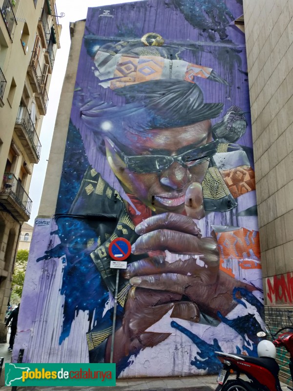 Barcelona - Mural homenatge a Makha Diop
