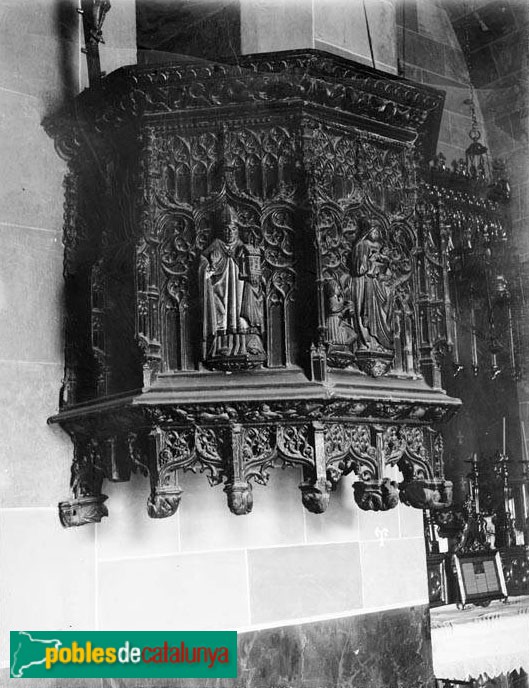 Granollers - Església de Sant Esteve. Trona destruïda l'any 1936 (Foto: <i>Anònim -Fons fotogràfic C.E.C-</i>, inicis segle XX) Granollers - Església de Sant Esteve. Trona destruïda l'any 1936