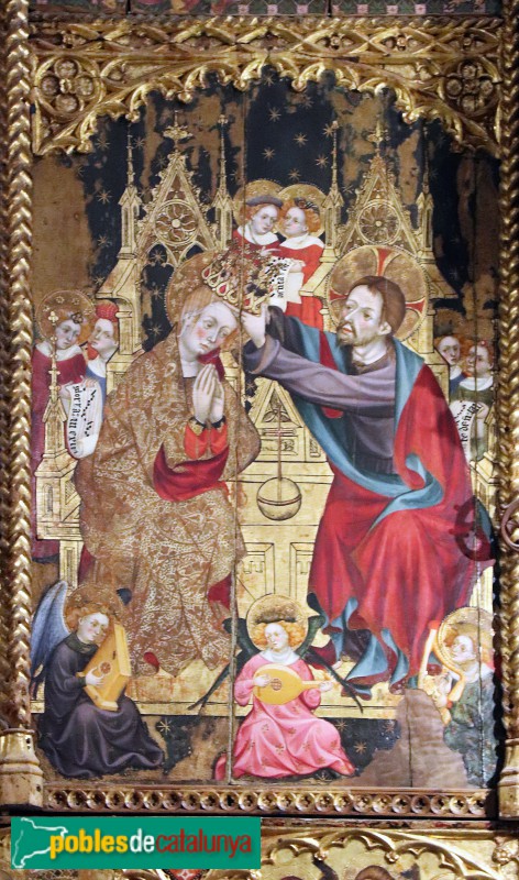 Tarragona - Catedral. Retaule de Sants Creus. Coronació de Maria