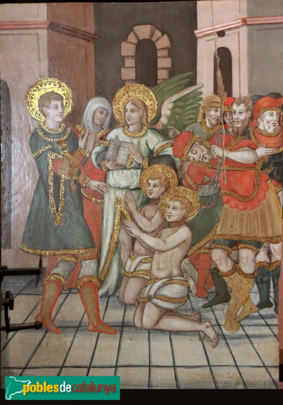 Retaule de Sant Sebastià de Montmajor. Sant Sebastià predicant als màrtirs Marc i Marcel·lià
