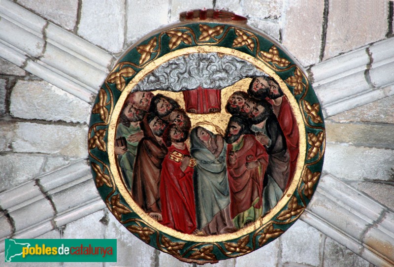 Monestir de Pedralbes - Clau de volta de l'església amb els goigs de la Verge. Ascensió de Jesús. (Foto: Vicenç Valcárcel, 2011) Monestir de Pedralbes - Clau de volta de l'església amb els goigs de la Verge. Ascensió de Jesús.