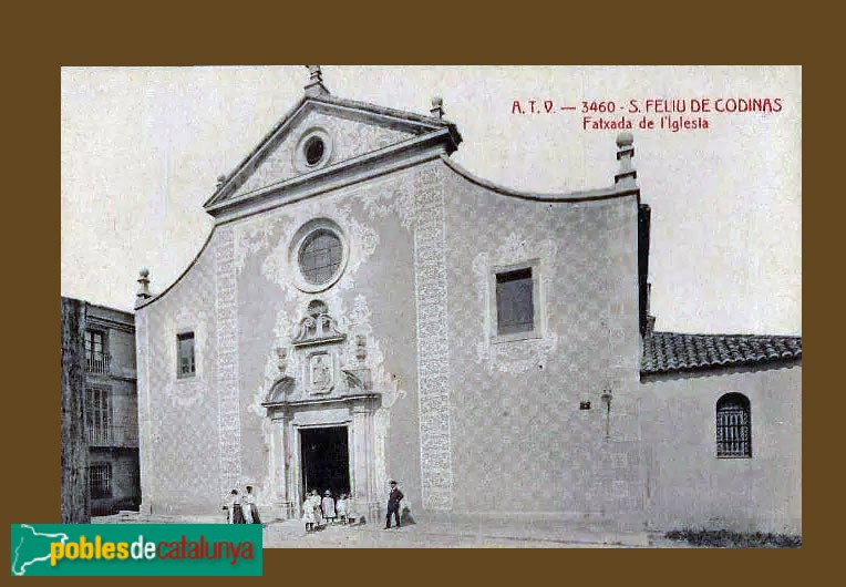 Sant Feliu de Codines - Església de Sant Feliu. Postal antiga