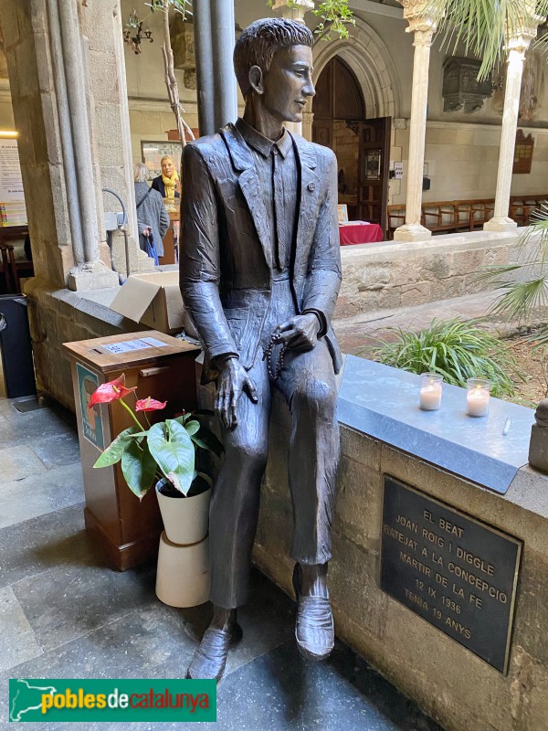 Barcelona - Esgésia de la Concepció. Escultura del beat Joan Roig