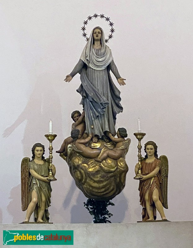 Imatge de la Verge a l'Altar Major, obra de Frederic Marès, 1947 (Foto: Albert Esteves, 2022) Imatge de la Verge a l'Altar Major, obra de Frederic Marès, 1947