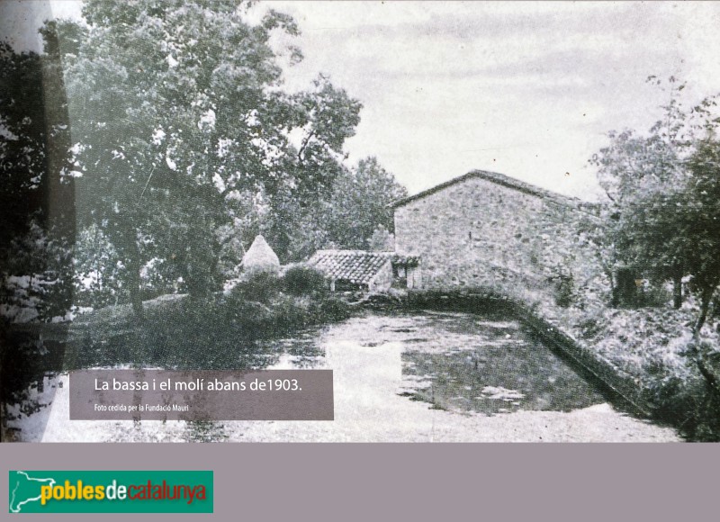 La Garriga - Molí de Can Terrers, l'any 1909 (Foto: cartell in situ) La Garriga - Molí de Can Terrers, l'any 1909