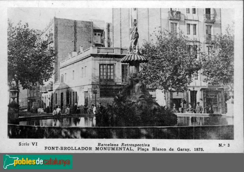 Barcelona - La plaça, amb la botiga, l'any 1875