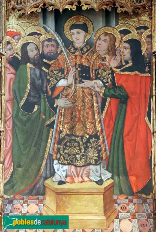 La Garriga - Retaule de Sant Esteve de la Doma. Sant Esteve amb els apòstols (Foto: Albert Esteves, 2022) La Garriga - Retaule de Sant Esteve de la Doma. Sant Esteve amb els apòstols