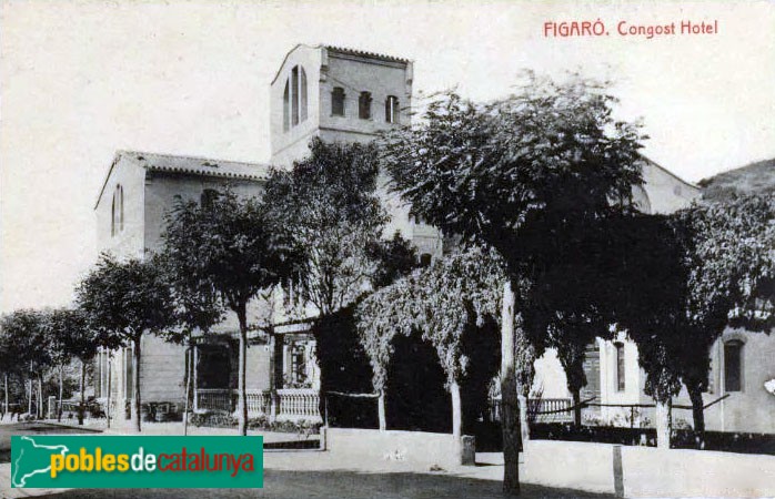 Figaró-Montmany - Hotel Congost. Postal antiga