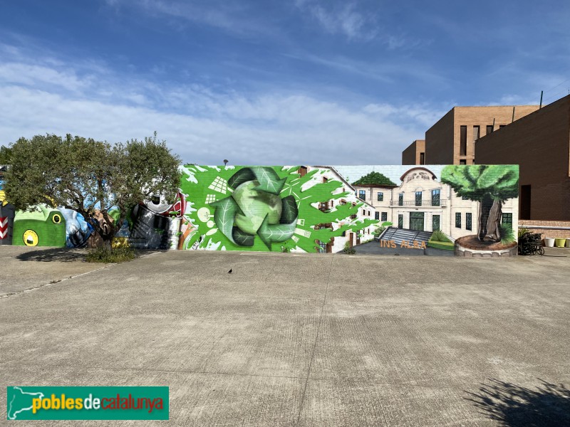 Sant Fost de Campsentelles - Institut Alba del Vallès. Mural amb imatges de Sant Fost